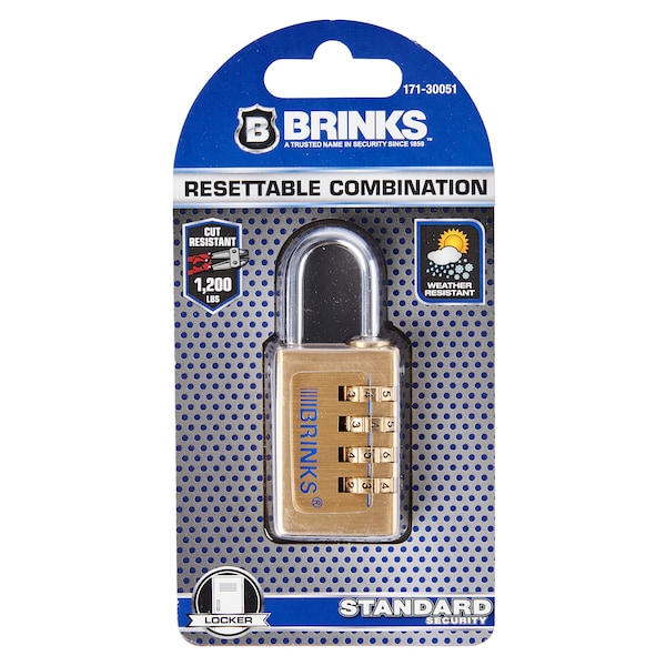 Combination Padlock, Brass, 30mm Resettable